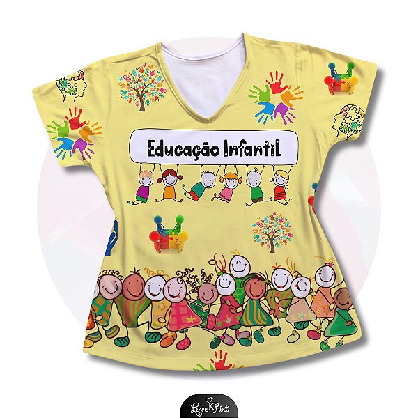 T-SHIRT PROFISSÃO EDUCAÇÃO INFANTIL FD AMARELO BARRA