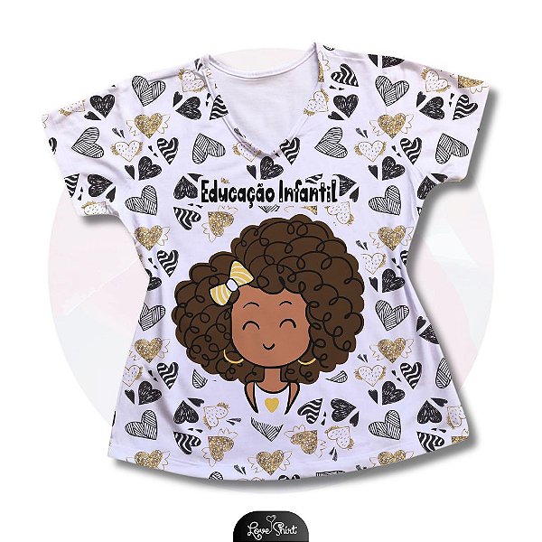 T-SHIRT PROFISSÃO EDUCAÇÃO INFANTIL FD CORAÇÃO BONECA 2
