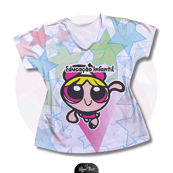 T-SHIRT PROFISSÃO EDUCAÇÃO INFANTIL FLORZINHA SUPER PODEROSA