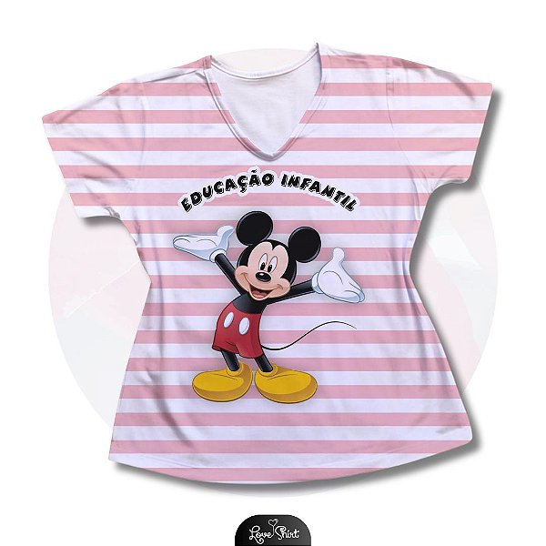 T-SHIRT PROFISSÃO EDUCAÇÃO INFANTIL MICKEY FD LISTRADO