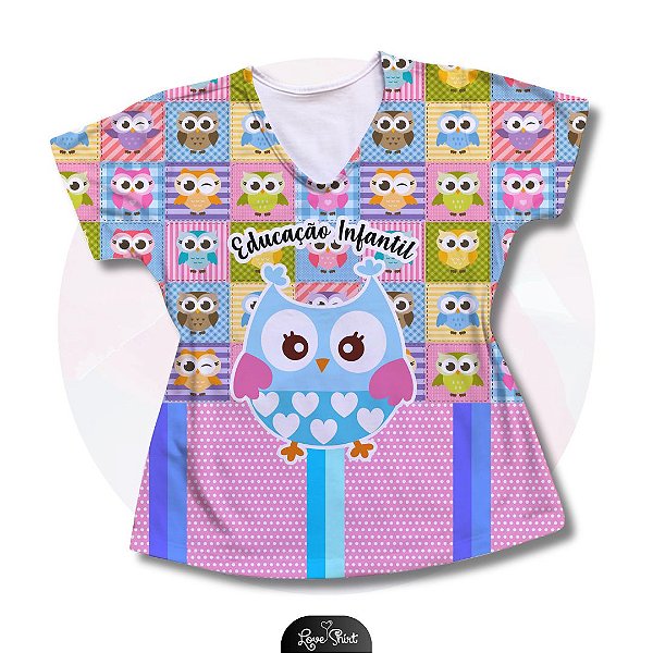 T-SHIRT PROFISSÃO EDUCAÇÃO INFANTIL CORUJA VARIADA TOTAL