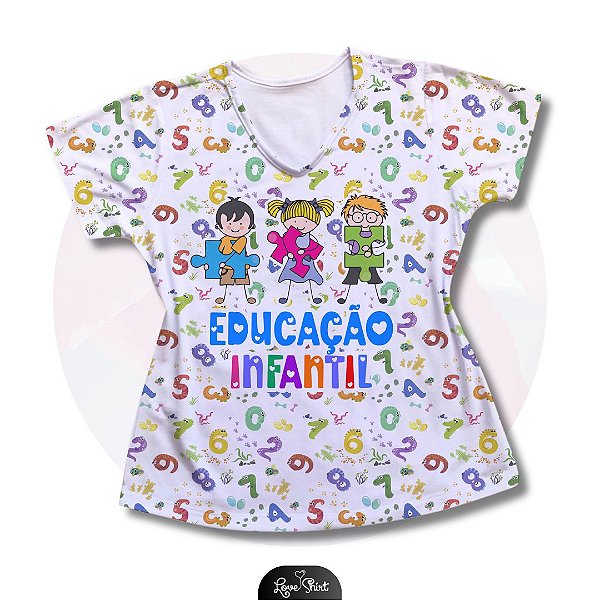 T-SHIRT PROFISSÃO EDUCAÇÃO INFANTIL VARIADA NÚMEROS