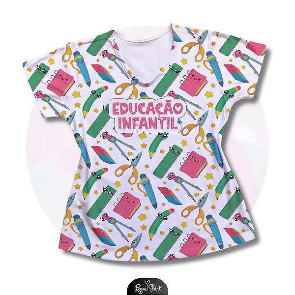T-SHIRT PROFISSÃO EDUCAÇÃO INFANTIL VARIADA ESCOLAR TOTAL