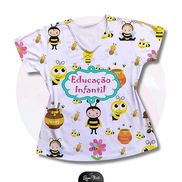 T-SHIRT PROFISSÃO EDUCAÇÃO INFANTIL ABELHA TOTAL