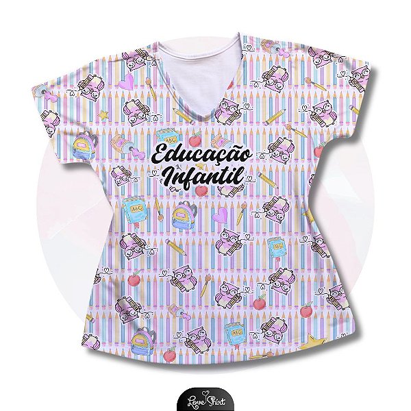 T-SHIRT PROFISSÃO EDUCAÇÃO INFANTIL CORUJA TOTAL VARIADA