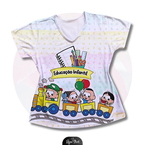 T-SHIRT PROFISSÃO EDUCAÇÃO INFANTIL TURMA DA MÔNICA TRENZINHO