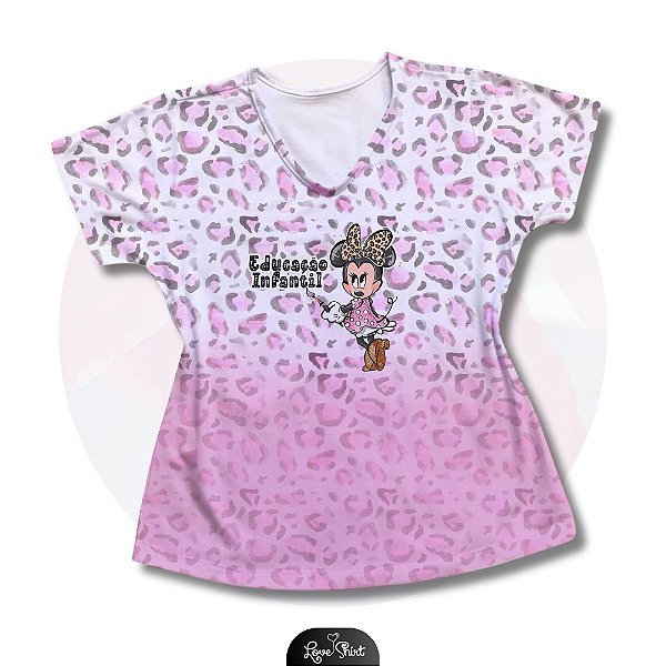 T-SHIRT PROFISSÃO EDUCAÇÃO INFANTIL MINNIE DEGRADÊ ONCINHA