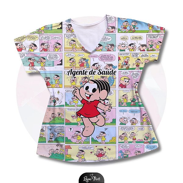 T-SHIRT PROFISSÃO AGENTE DE SAÚDE MÔNICA FD QUADRINHOS