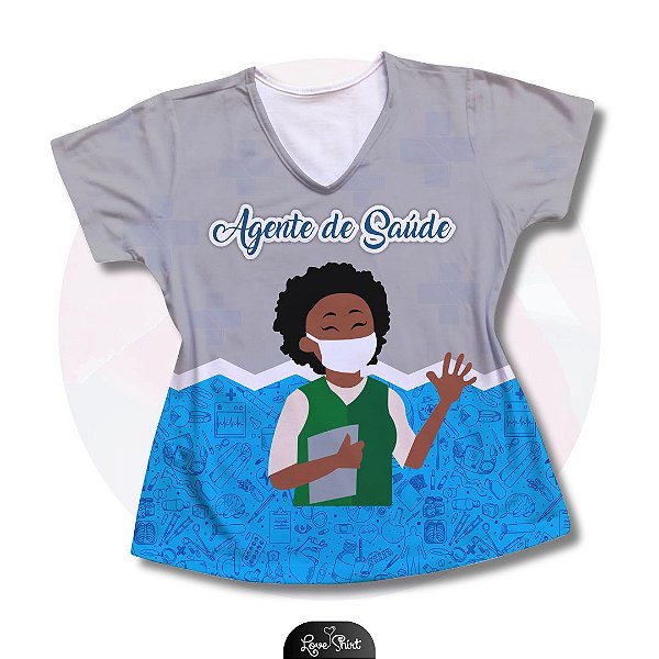 T-SHIRT PROFISSÃO AGENTE DE SAÚDE MULHER FD VARIADO 07