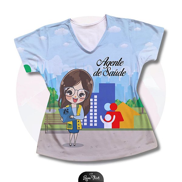 T-SHIRT PROFISSÃO AGENTE DE SAÚDE MULHER FD VARIADO 05