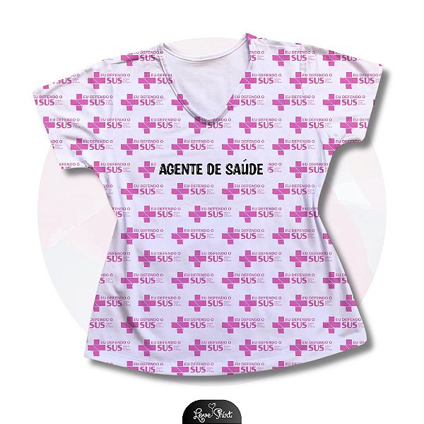 T-SHIRT PROFISSÃO AGENTE DE SAÚDE SUS ROSA