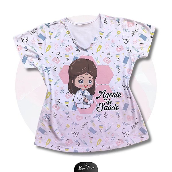 T-SHIRT PROFISSÃO AGENTE DE SAÚDE MULHER FD VARIADO 04