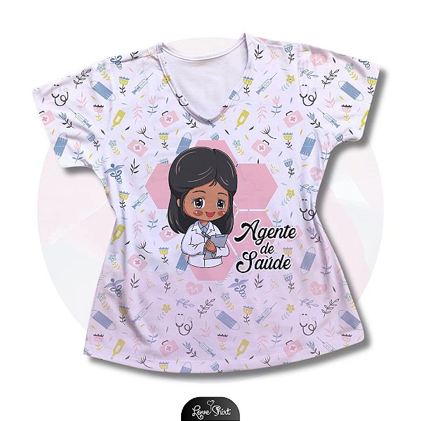 T-SHIRT PROFISSÃO AGENTE DE SAÚDE MULHER FD VARIADO 03