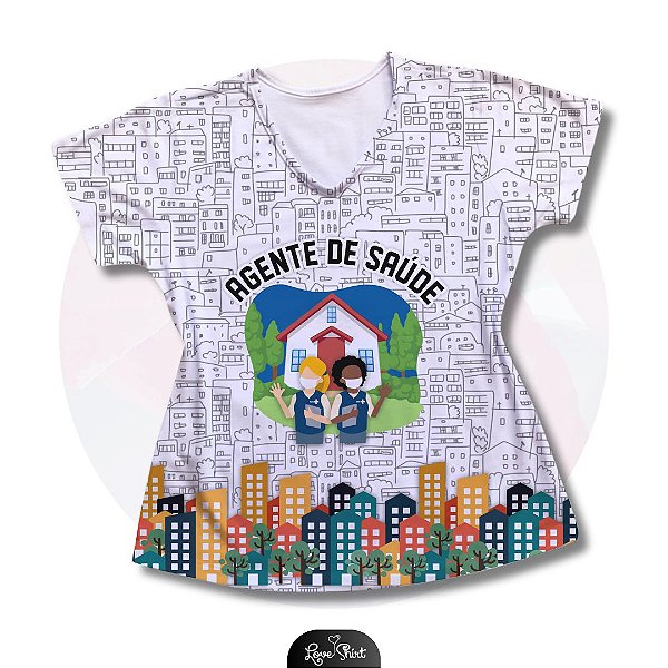 T-SHIRT PROFISSÃO AGENTE DE SAÚDE VARIADA BARRA DE CIDADE