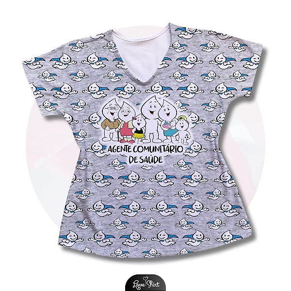 T-SHIRT PROFISSÃO AGENTE DE SAÚDE FAMÍLIA GOTINHA MESCLA