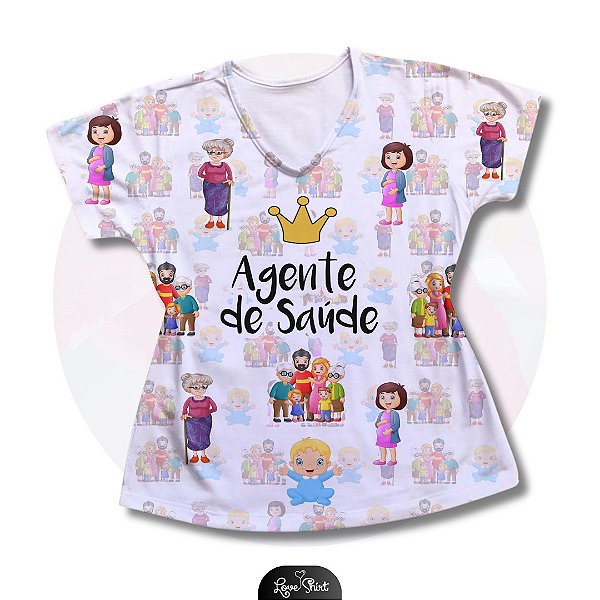 T-SHIRT PROFISSÃO AGENTE DE SAÚDE COROA PESSOAS