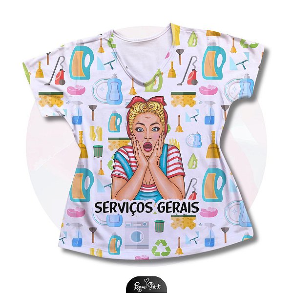 T-SHIRT PROFISSÃO SERVIÇOS GERAIS MULHER LOIRA