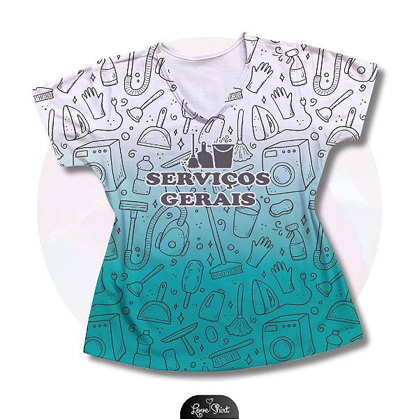 T-SHIRT PROFISSÃO SERVIÇOS GERAIS VARIADO BARRA DEGRADÊ