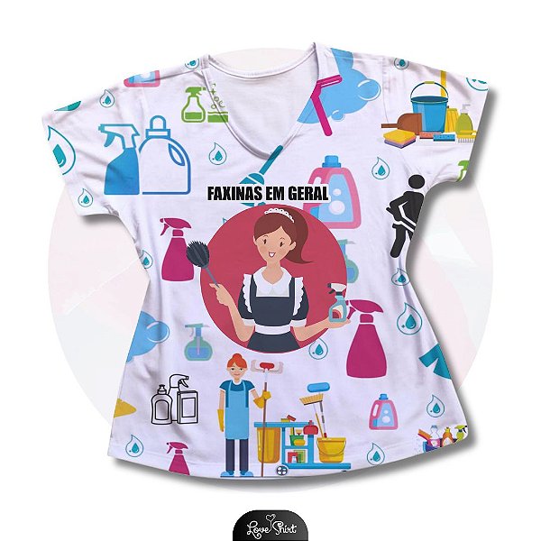 T-SHIRT PROFISSÃO SERVIÇOS GERAIS MULHER FD VARIADO 04