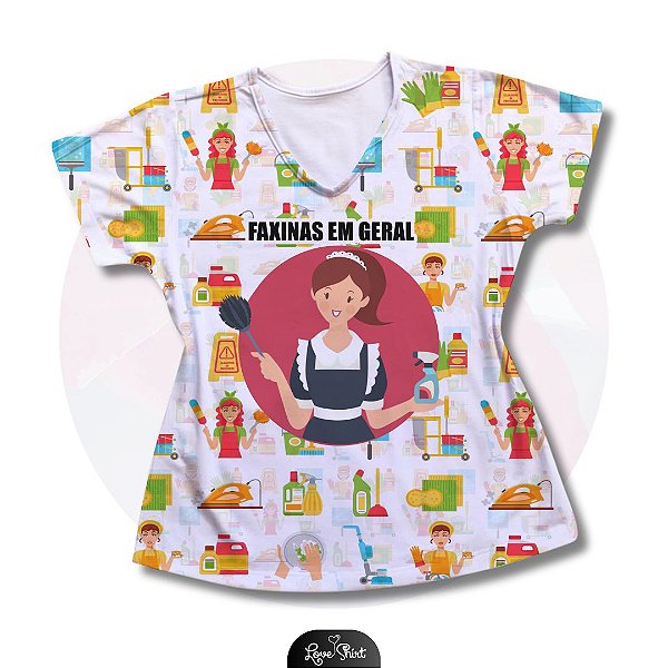 T-SHIRT PROFISSÃO SERVIÇOS GERAIS MULHER FD VARIADO 03