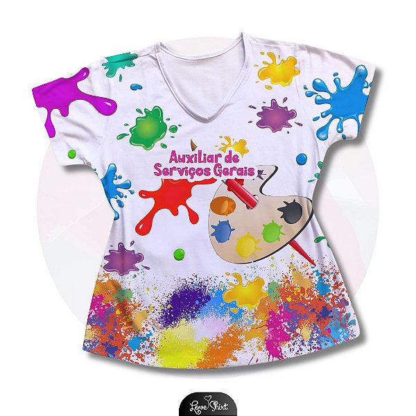 T-SHIRT PROFISSÃO AUXILIAR DE SERVIÇOS GERAIS AQUARELA