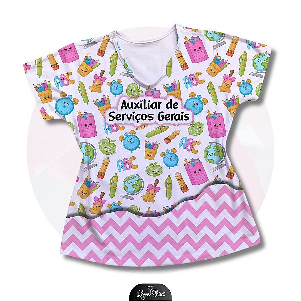 T-SHIRT PROFISSÃO AUXILIAR DE SERVIÇOS GERAIS BARRA ROSA FD VARIADO