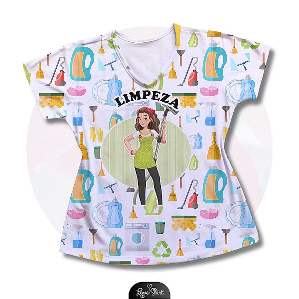 T-SHIRT PROFISSÃO LIMPEZA MULHER FD VARIADA