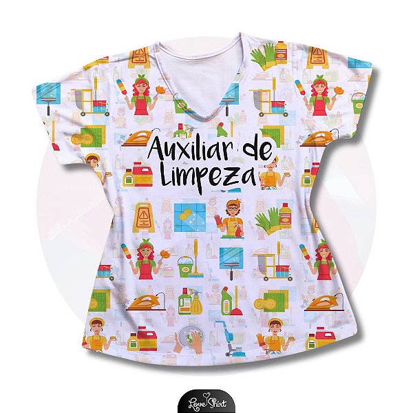 T-SHIRT PROFISSÃO AUXILIAR DE LIMPEZA VARIADA 06