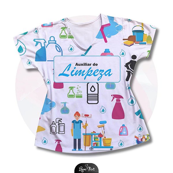 T-SHIRT PROFISSÃO AUXILIAR DE LIMPEZA VARIADA 03