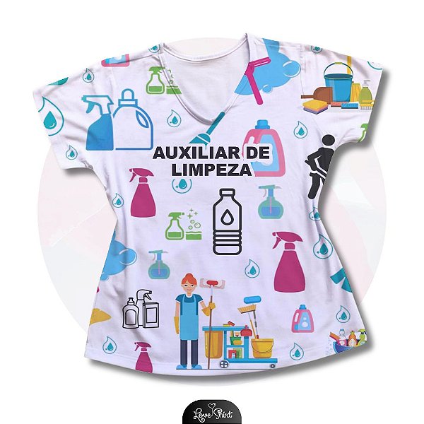 T-SHIRT PROFISSÃO AUXILIAR DE LIMPEZA VARIADA