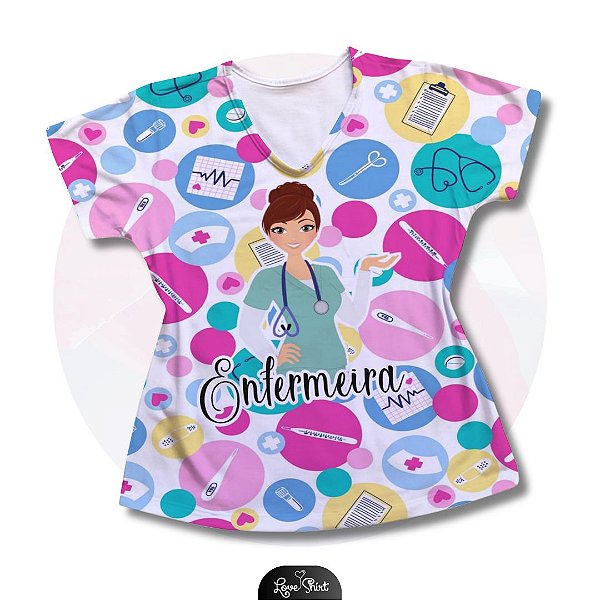T-SHIRT PROFISSÃO ENFERMEIRA MULHER FD VARIADO 06