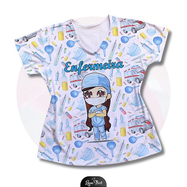 T-SHIRT PROFISSÃO ENFERMEIRA MULHER FD AMBULÂNCIA VARIADA