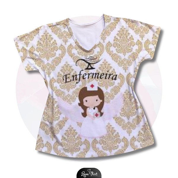 T-SHIRT PROFISSÃO ENFERMEIRA ANJINHA FD DOURADO
