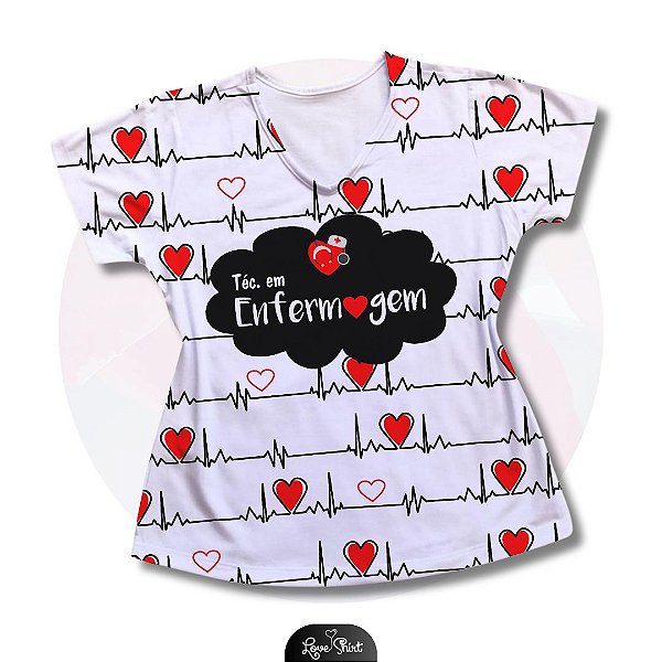 T-SHIRT PROFISSÃO TÉCNICA DE ENFERMAGEM ARRITMIA CORAÇÃO 2