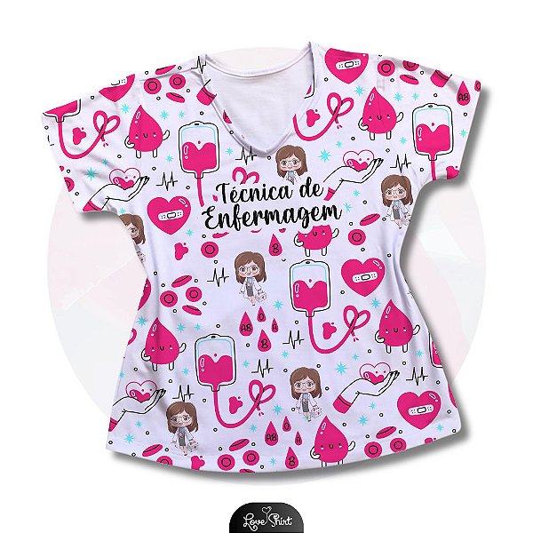 T-SHIRT PROFISSÃO TÉCNICA DE ENFERMAGEM FD VARIADA ROSA