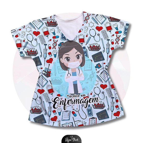 T-SHIRT PROFISSÃO TÉCNICA DE ENFERMAGEM MULHER VARIADA