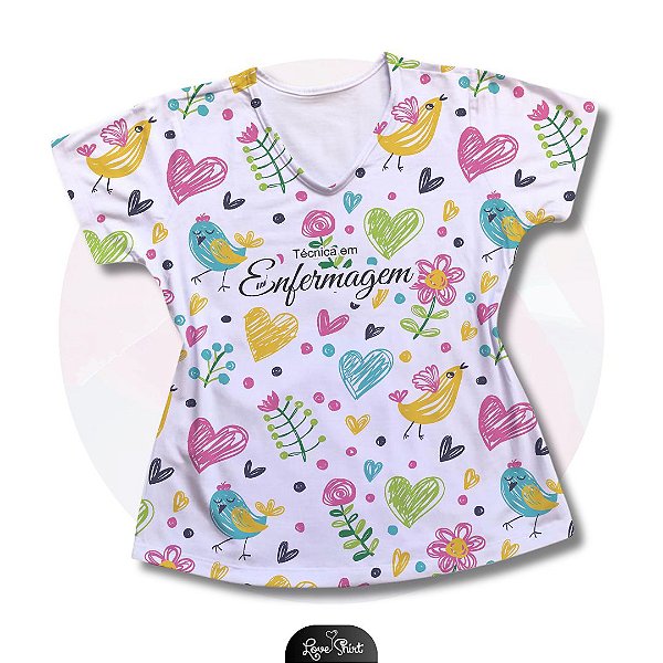 T-SHIRT PROFISSÃO TÉCNICA DE ENFERMAGEM FD FLORAL