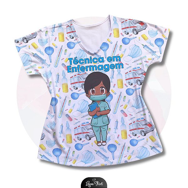 T-SHIRT PROFISSÃO TÉCNICA DE ENFERMAGEM MULHER AMBULÂNCIA VARIADA 03