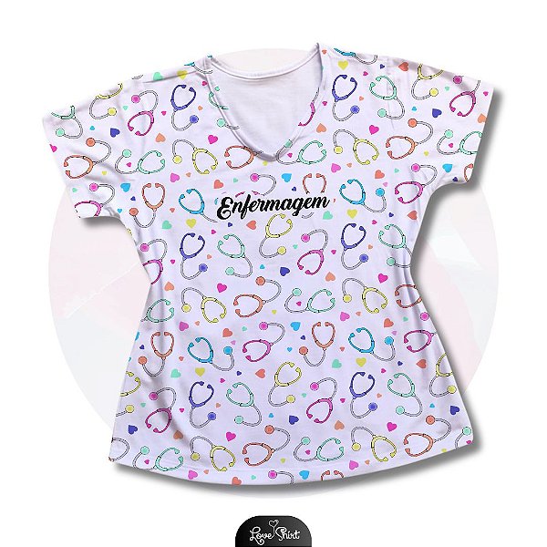 T-SHIRT PROFISSÃO ENFERMAGEM FD TOTAL ESTETOSCÓPIO