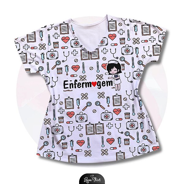 T-SHIRT PROFISSÃO ENFERMAGEM FD VARIADA