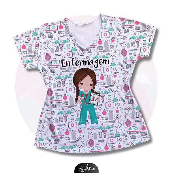 T-SHIRT PROFISSÃO ENFERMAGEM BONECA FD VARIADO 6