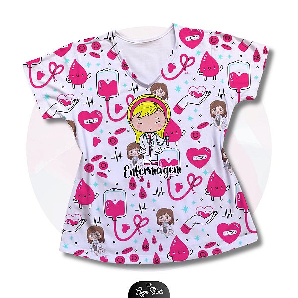T-SHIRT PROFISSÃO ENFERMAGEM BONECA LOIRA FD VARIADA 2