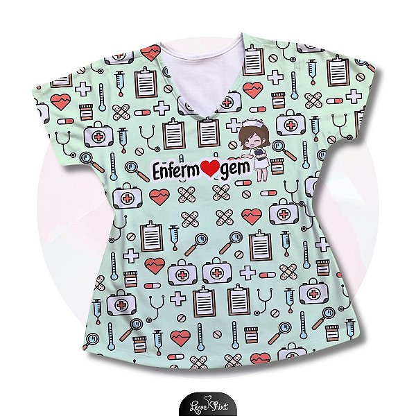 T-SHIRT PROFISSÃO ENFERMAGEM VARIADA FD VERDE