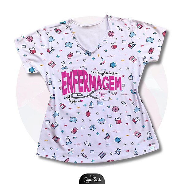 T-SHIRT PROFISSÃO ENFERMAGEM VARIADA