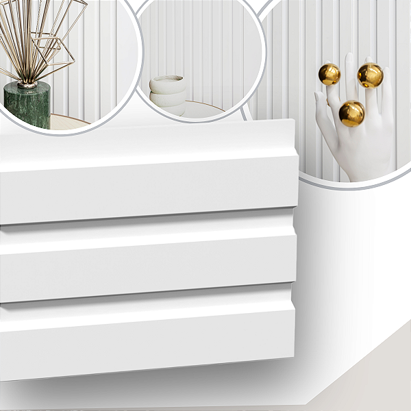 Kit 10 Barras Painel Ripado de Poliestireno Branco (285cm x 12cm)