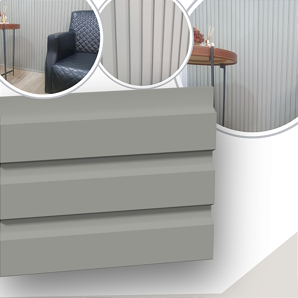 Painel Ripado de Poliestireno Cinza (285cm x 12cm)