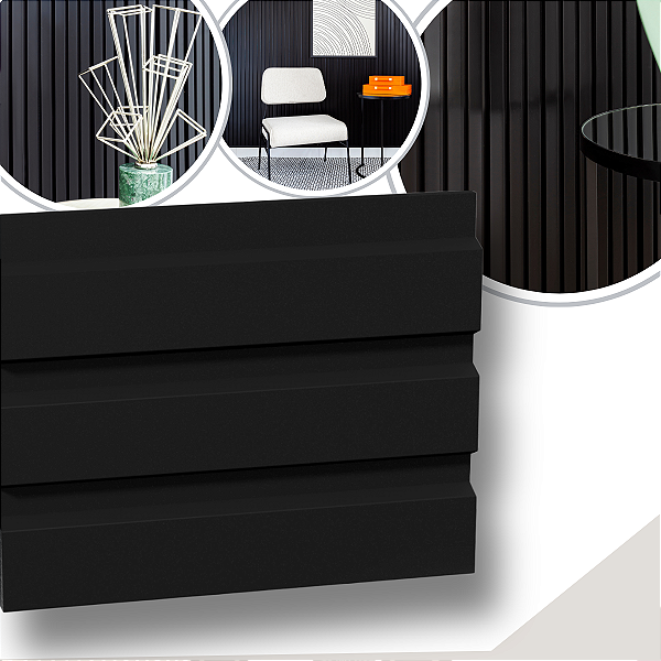 Painel Ripado de Poliestireno Preto (285cm x 12cm)