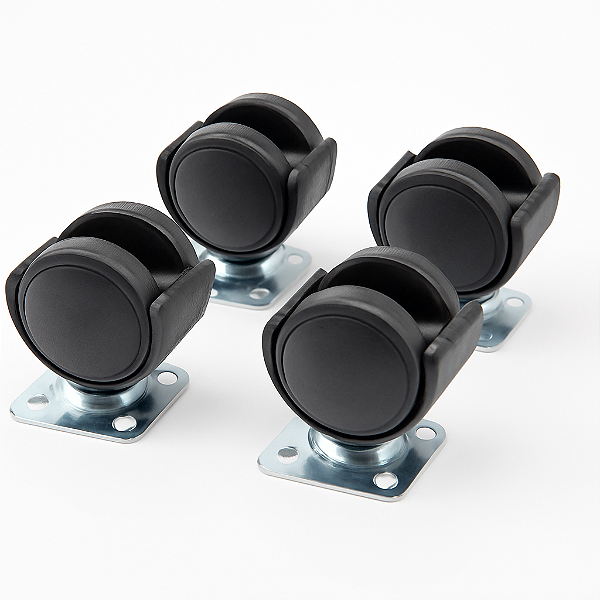 Kit 4 Rodízios Giratórios 50mm para Móveis + Parafusos Inclusos