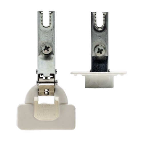 Dobradiça Plástica Curva 26mm – Para Porta de Canto Arredondado Itatiaia