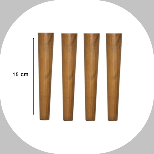 Pé Palito de Madeira 15cm c/ 4 unidades + base +parafusos